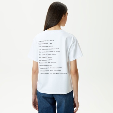  KADIN BASKILI BİSİKLET YAKA BEYAZ T-SHIRT