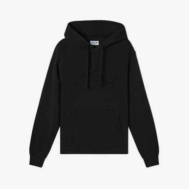 Erkek Relaxed Fit Kapüşonlu Baskılı Siyah Sweatshirt