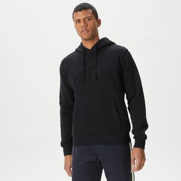  Erkek Relaxed Fit Kapüşonlu Baskılı Siyah Sweatshirt