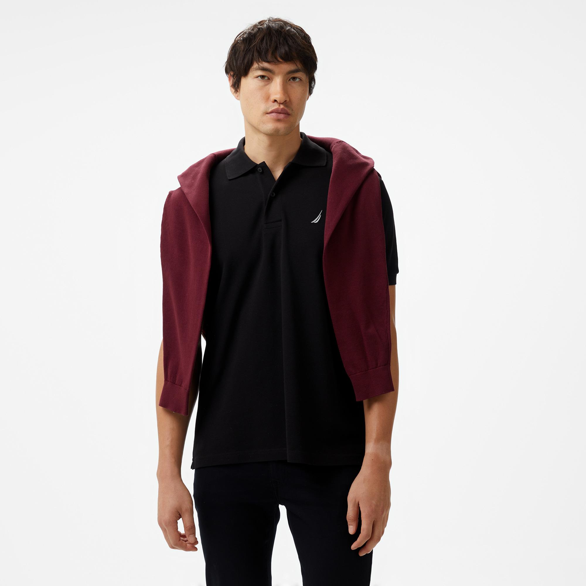 Nautica Erkek Siyah Classic Fit Kısa Kollu Polo Yaka T-Shirt