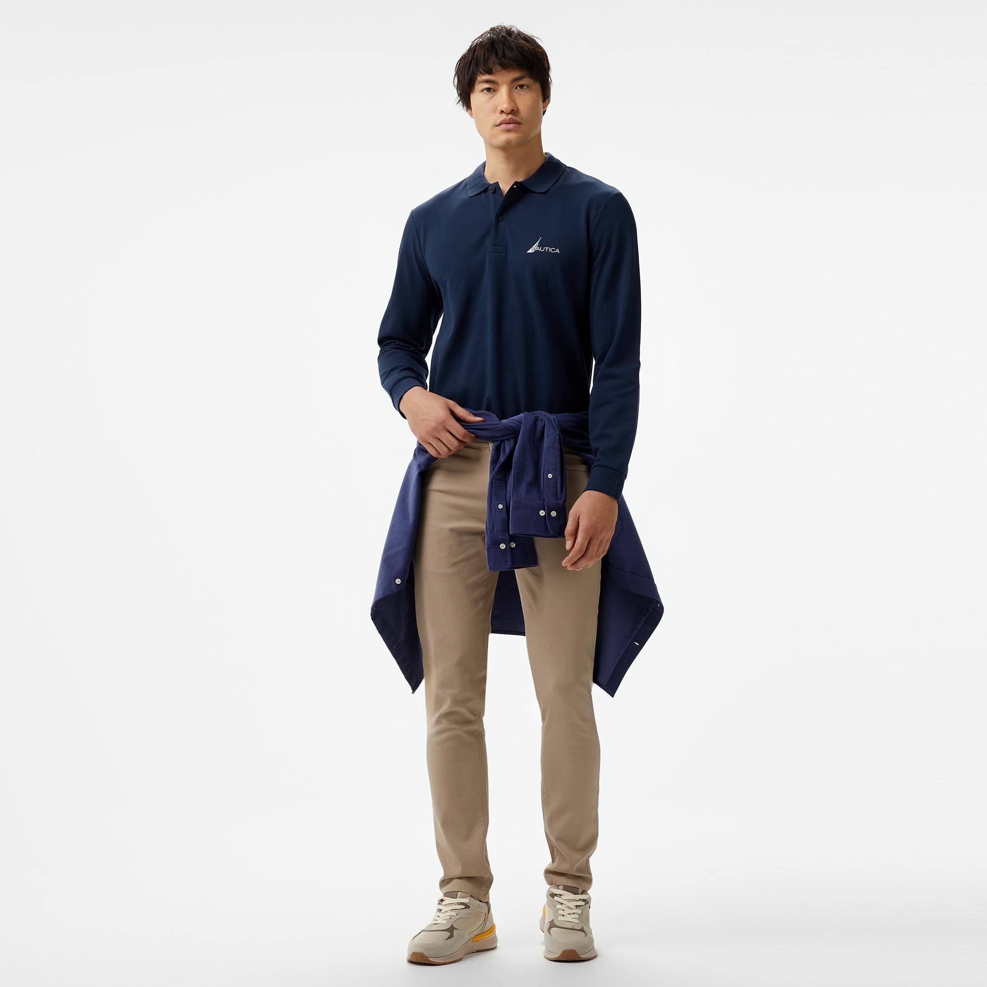 Nautica Erkek Lacivert Classic Fit Uzun Kollu Polo