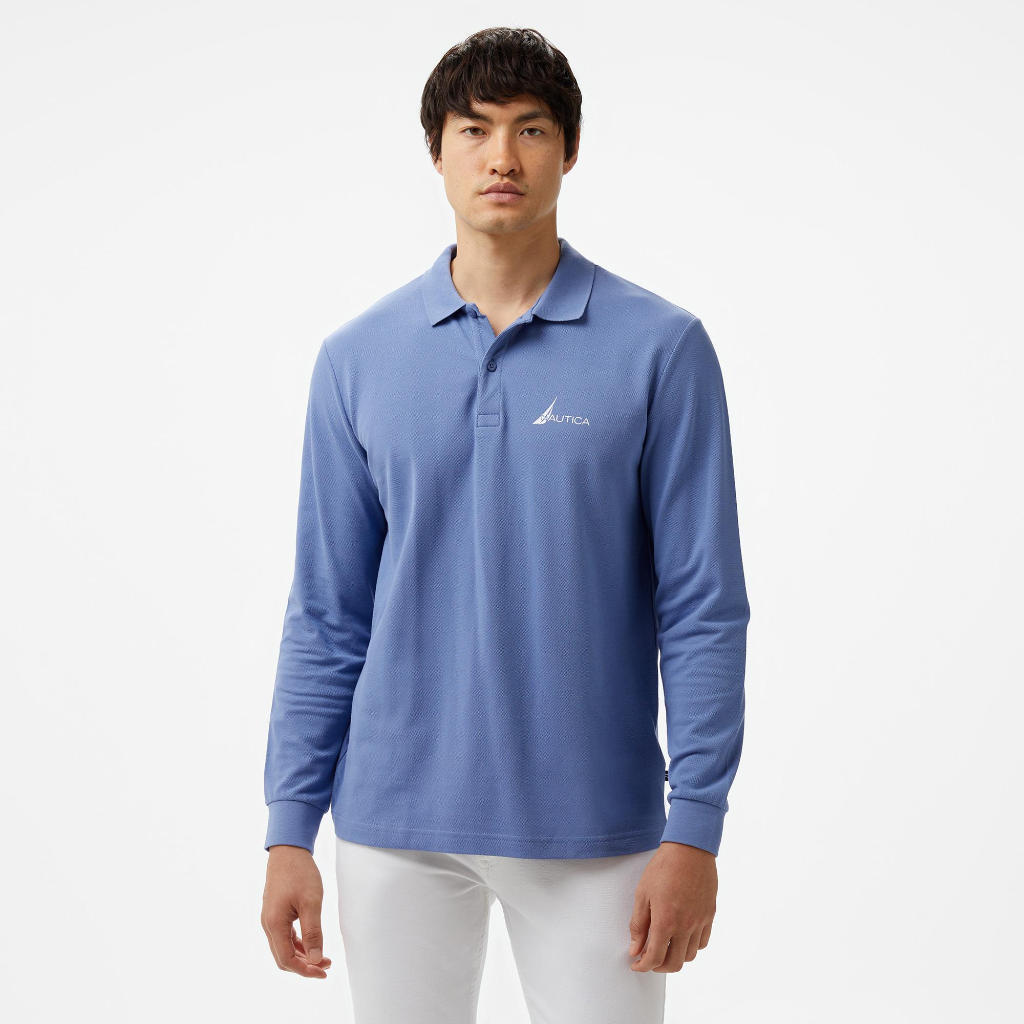 Nautica Erkek Mavi Classic Fit Uzun Kollu Polo