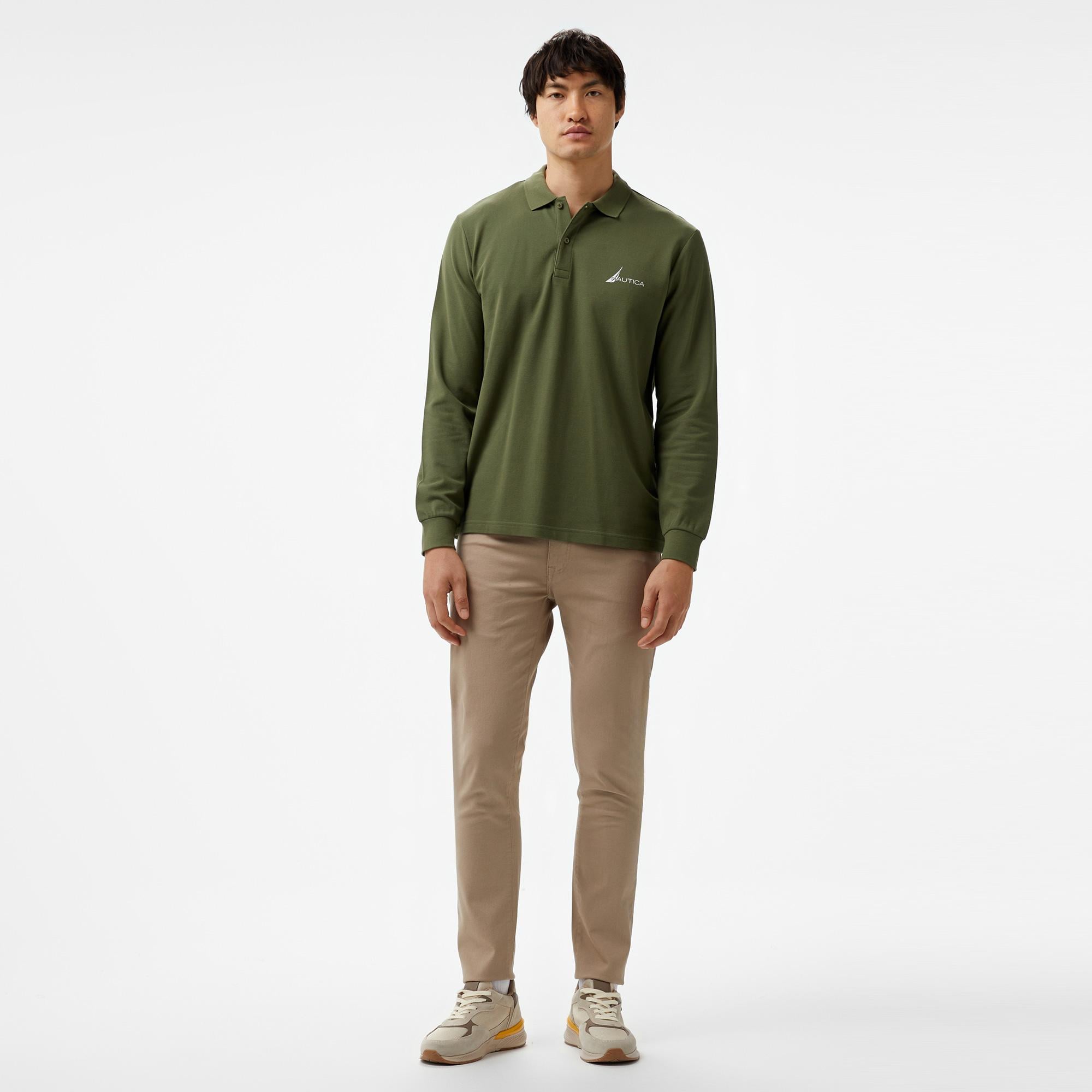 Nautica Erkek Yeşil Classic Fit Uzun Kollu Polo