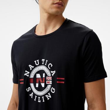  Nautica Erkek Siyah Standart Fit Kısa Kollu Baskılı T-Shirt