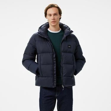  Calvin Klein Hooded Quilt Puffer Erkek Lacivert Mont