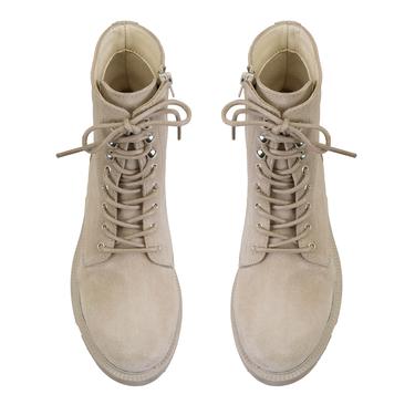  Kadın Bej Fermuarlı Süet Deri Bot