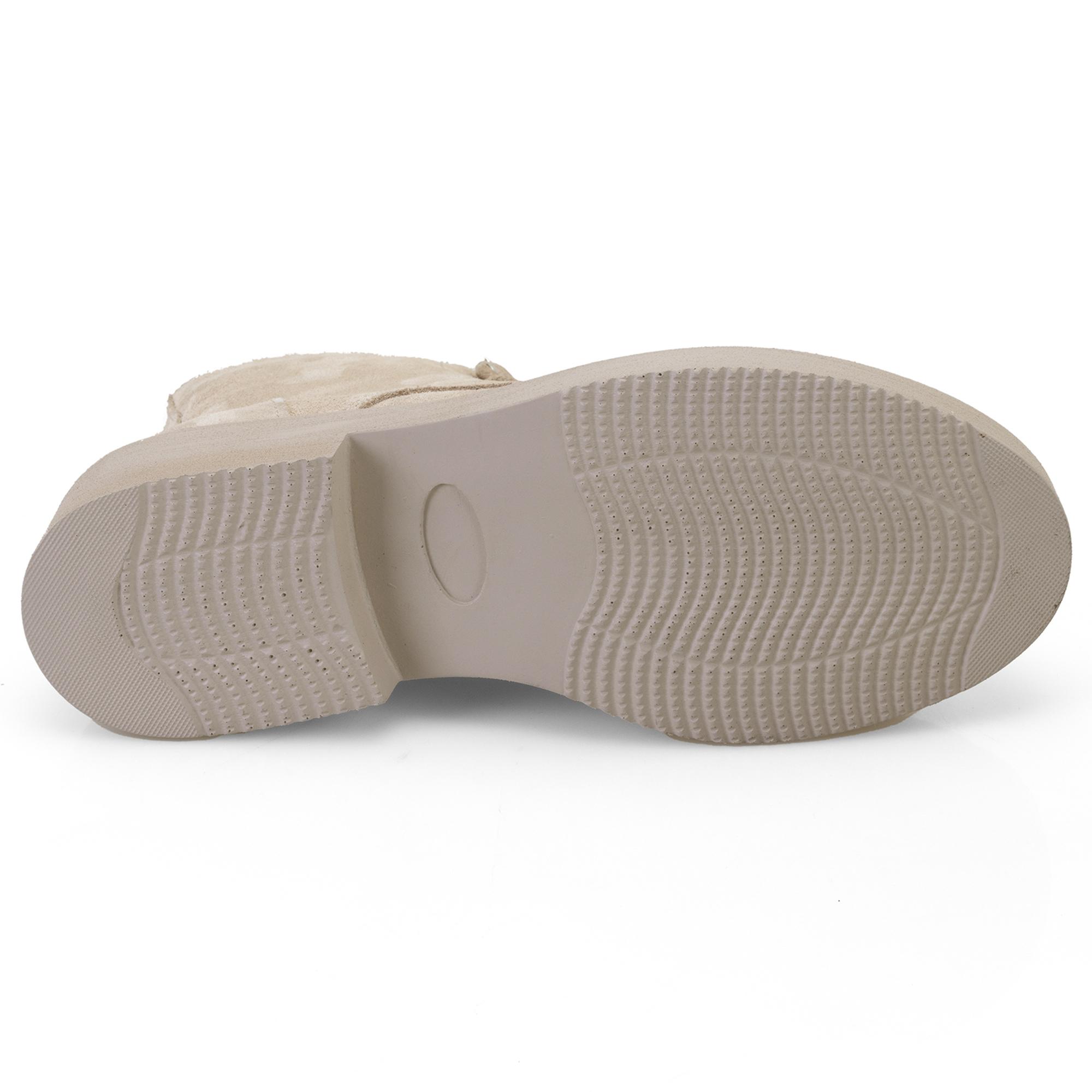 Kadın Bej Fermuarlı Süet Deri Bot