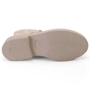  Kadın Bej Fermuarlı Süet Deri Bot