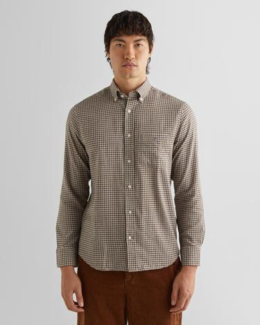  GANT Erkek Bej Regular Fit Düğmeli Yaka Kareli Gömlek
