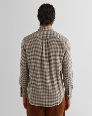  GANT Erkek Bej Regular Fit Düğmeli Yaka Kareli Gömlek