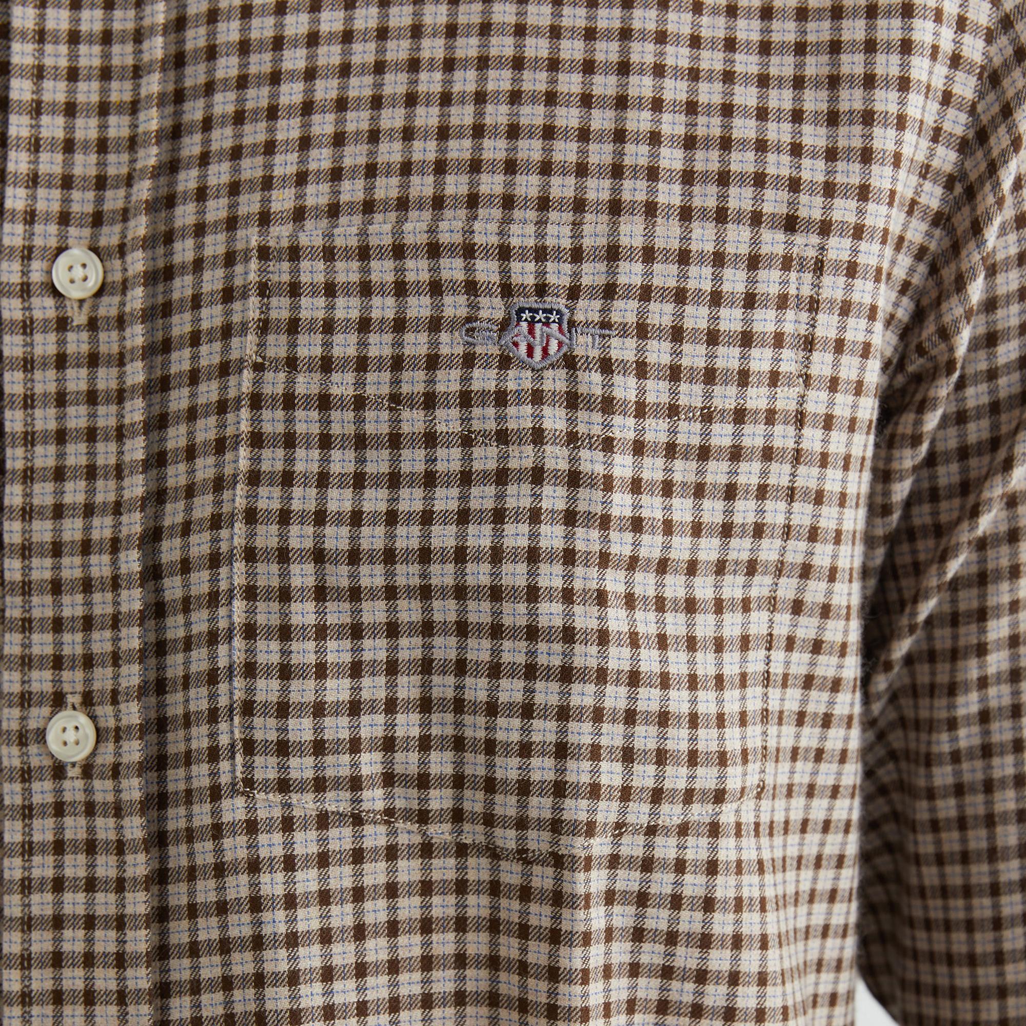 GANT Erkek Bej Regular Fit Düğmeli Yaka Kareli Gömlek