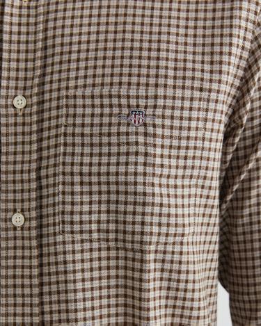  GANT Erkek Bej Regular Fit Düğmeli Yaka Kareli Gömlek