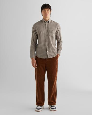  GANT Erkek Bej Regular Fit Düğmeli Yaka Kareli Gömlek