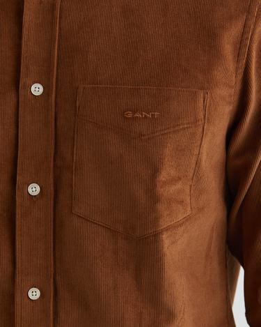  GANT Erkek Kahverengi Regular Fit Düğmeli Yaka Kadife Gömlek