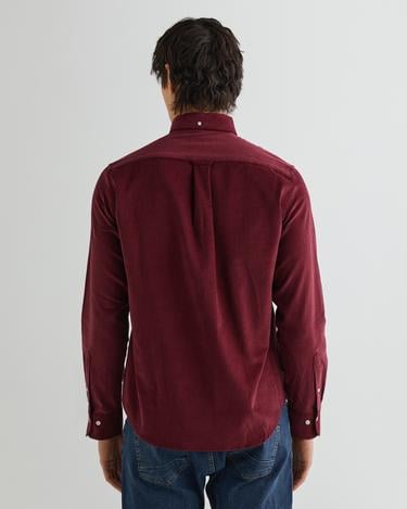  GANT Erkek Bordo Regular Fit Düğmeli Yaka Kadife Gömlek