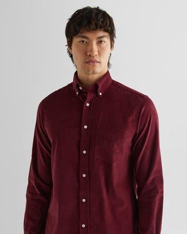  GANT Erkek Bordo Regular Fit Düğmeli Yaka Kadife Gömlek
