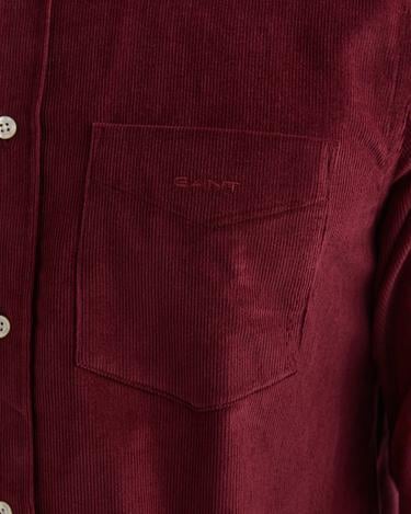  GANT Erkek Bordo Regular Fit Düğmeli Yaka Kadife Gömlek