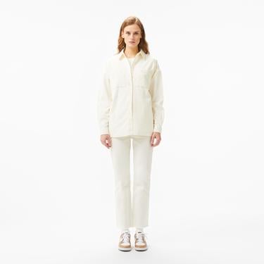  Kadın Relaxed Fit Krem Gömlek