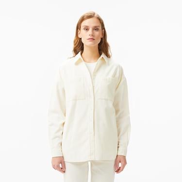  Kadın Relaxed Fit Krem Gömlek
