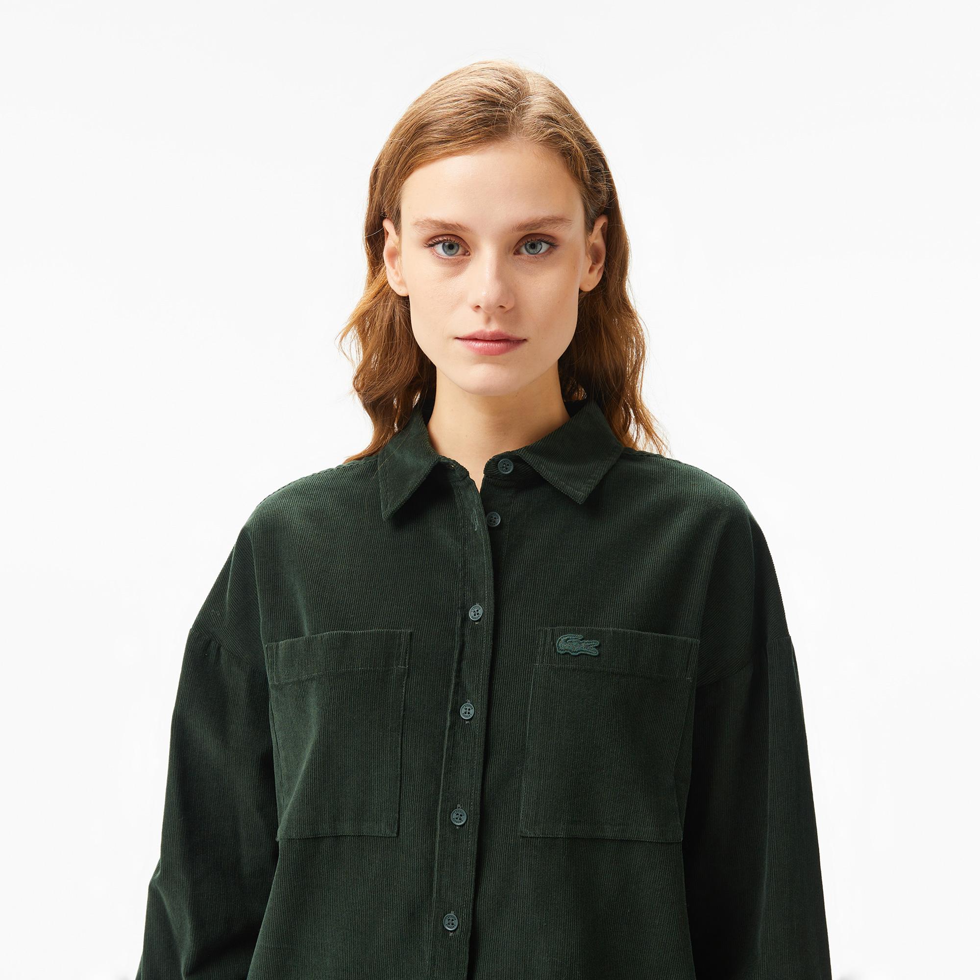 Kadın Relaxed Fit Koyu Yeşil Gömlek