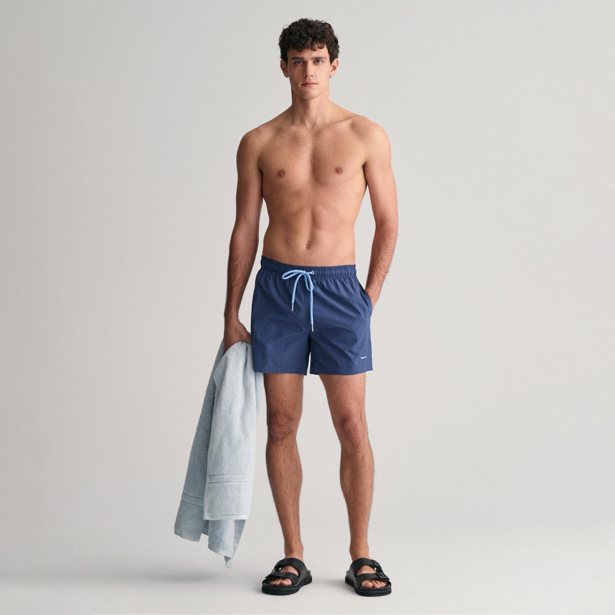 GANT Erkek Mavi Regular Fit Logolu Mayo Şort