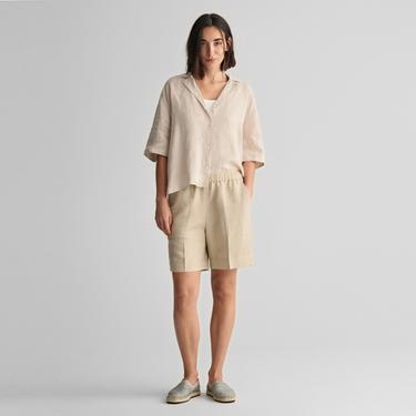  GANT Kadın Bej Relaxed Fit Keten Şort