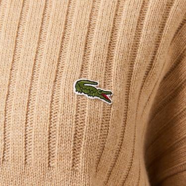  Kadın Regular Fit Yarım Fermuarlı Renk Bloklu Bej Kazak