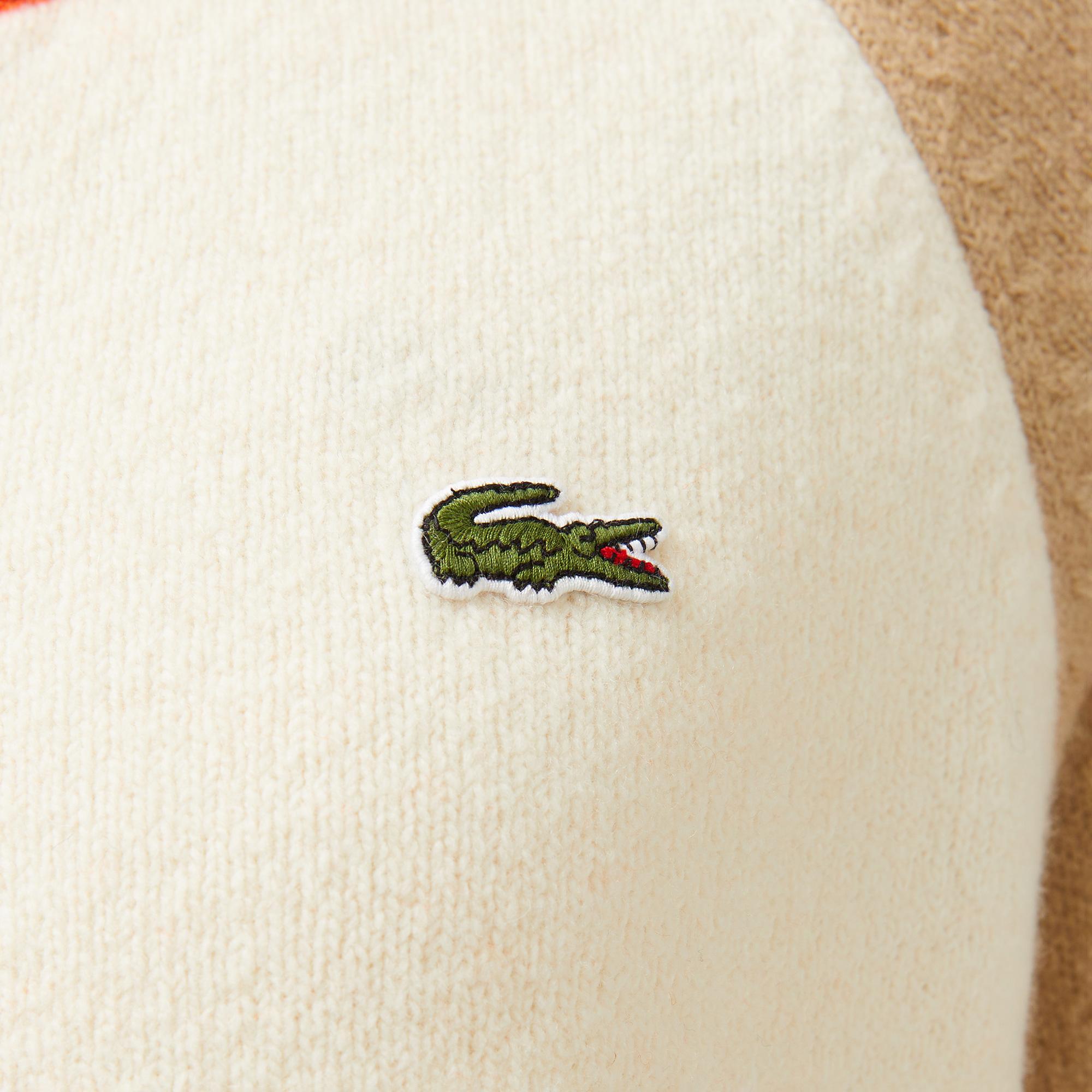 Kadın Relaxed Fit Fermuarlı Renk Bloklu Bej Triko