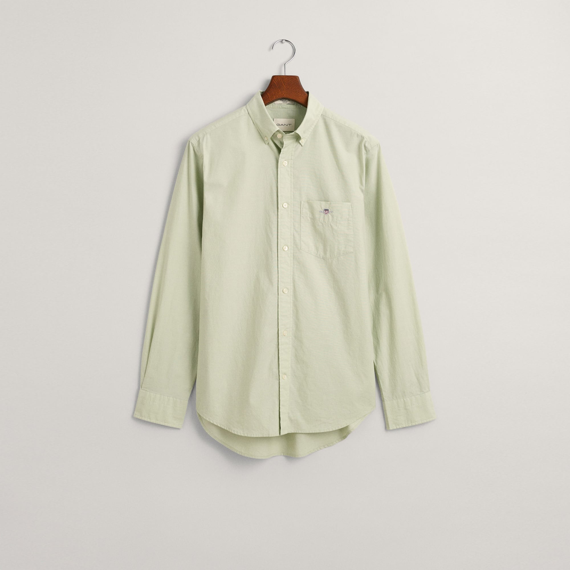 GANT Erkek Yeşil Regular Fit Düğmeli Yaka Poplin Gömlek