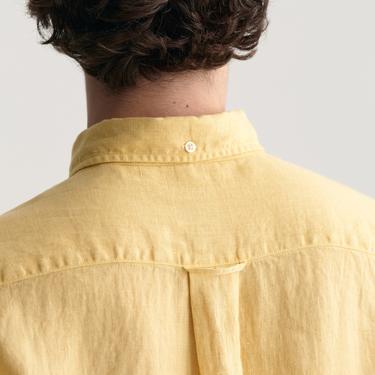  GANT Erkek Sarı Regular Fit Düğmeli Yaka Keten Gömlek