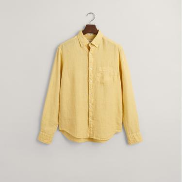  GANT Erkek Sarı Regular Fit Düğmeli Yaka Keten Gömlek