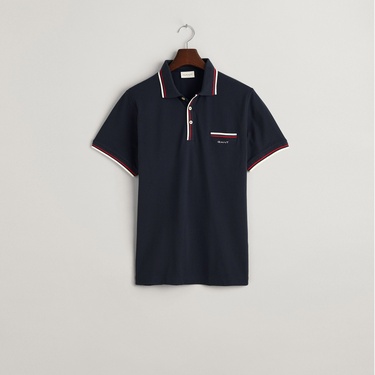  GANT Erkek Lacivert Regular Fit Çizgili Polo