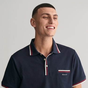  GANT Erkek Lacivert Regular Fit Çizgili Polo