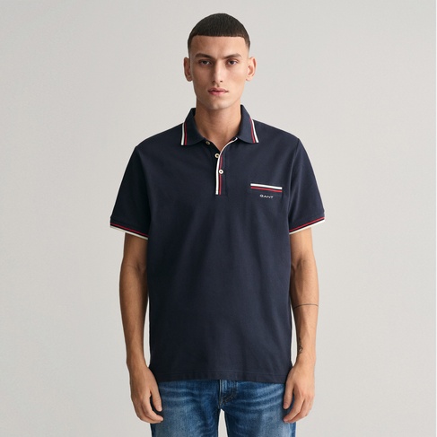  GANT Erkek Lacivert Regular Fit Çizgili Polo
