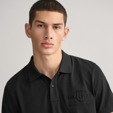  GANT Erkek Siyah Regular Fit Logolu Polo