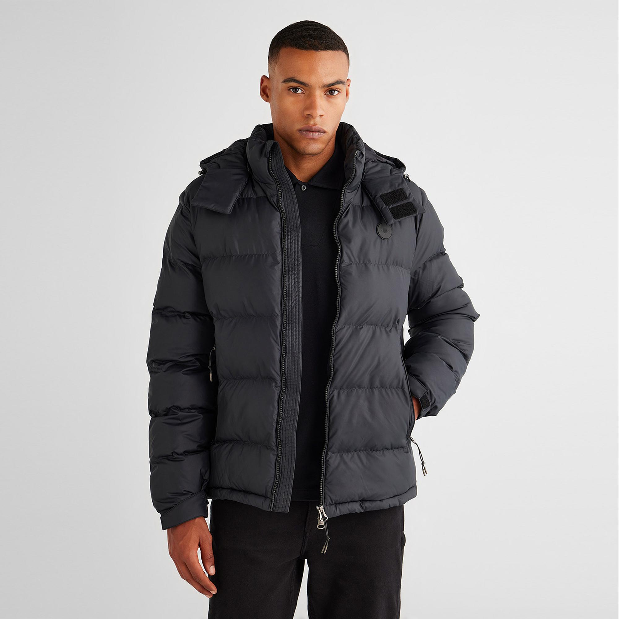 GANT Erkek Siyah Kapüşonlu Mont