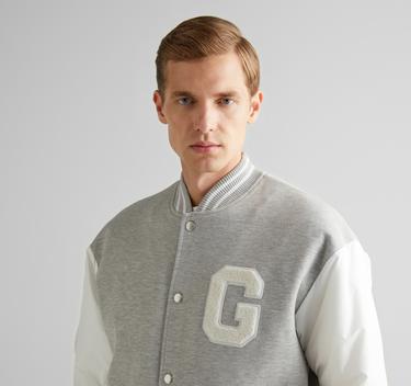  GANT Erkek Gri Relaxed Fit Hakim Yaka Logolu Bomber Ceket