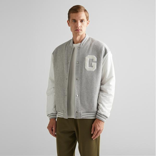  GANT Erkek Gri Relaxed Fit Hakim Yaka Logolu Bomber Ceket