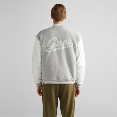 GANT Erkek Gri Relaxed Fit Hakim Yaka Logolu Bomber Ceket