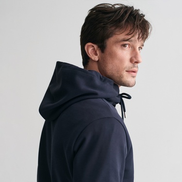  GANT Erkek Lacivert Regular Fit Kapüşonlu Logolu Sweatshirt