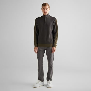  GANT Erkek Yeşil Relaxed Fit Yarım Fermuarlı Kazak