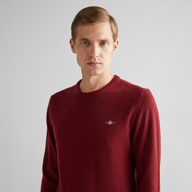  GANT Erkek Bordo Regular Fit Bisiklet Yaka Yün Kazak
