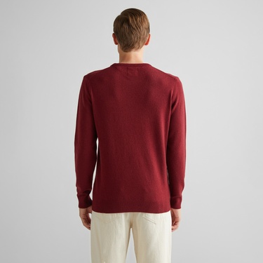  GANT Erkek Bordo Regular Fit Bisiklet Yaka Yün Kazak