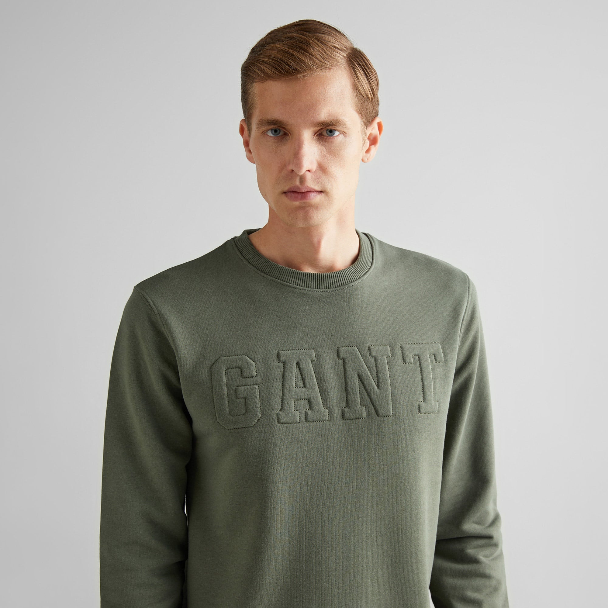GANT Erkek Yeşil Regular Fit Bisiklet Yaka Logolu Sweatshirt