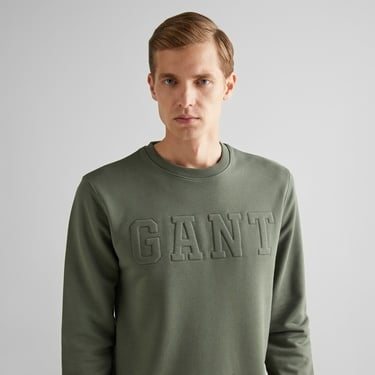  GANT Erkek Yeşil Regular Fit Bisiklet Yaka Logolu Sweatshirt