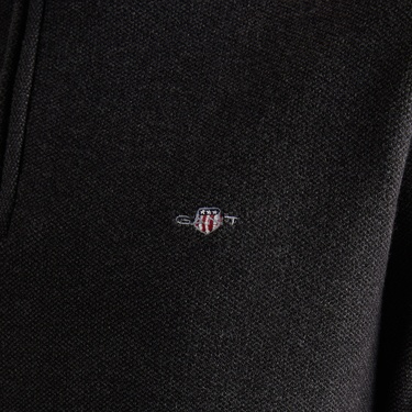  GANT Erkek Siyah Relaxed Fit Yarım Fermuarlı Kazak