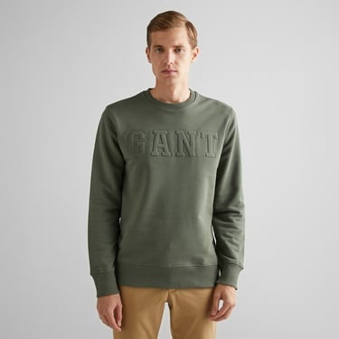  GANT Erkek Yeşil Regular Fit Bisiklet Yaka Logolu Sweatshirt