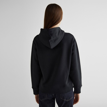  GANT Kadın Siyah Relaxed Fit Kapüşonlu Logolu Sweatshirt