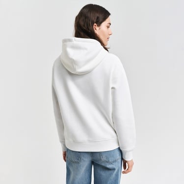  GANT Kadın Krem Relaxed Fit Kapüşonlu Logolu Sweatshirt