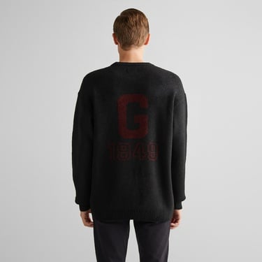  GANT Erkek Siyah Relaxed Fit Bisiklet Yaka Logolu Kazak